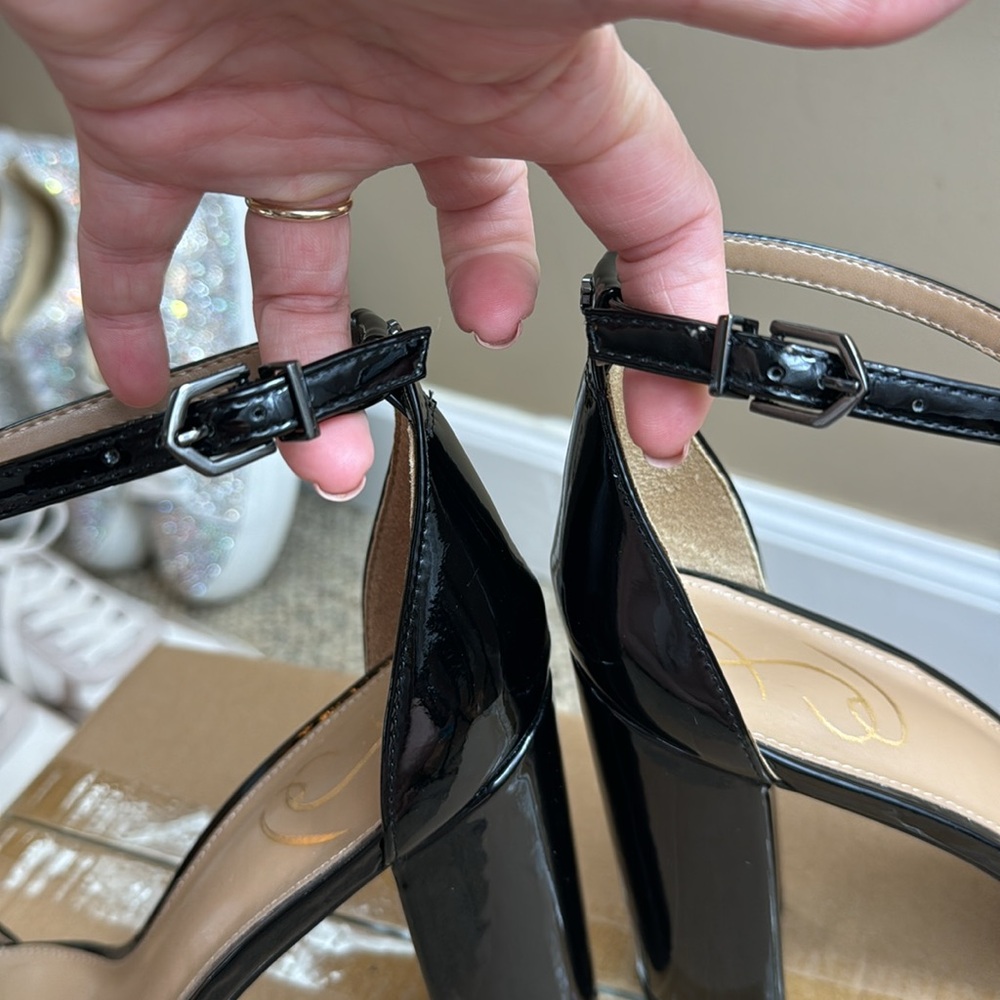 Sam Edelman 🖤 Yaro Ankle Strap Sandal • Black Patent • Size 10.5 • Worn Once • - Picture 11 of 17